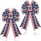 2 Pcs Patriotic Burlap Wreath Bows - Large American Flag Stars and Stripes Bow for 4th of July, Memorial Day, and 250th Anniversary - Red White and Blue Indoor/Outdoor Decor for Trees, Wreaths, and Porches